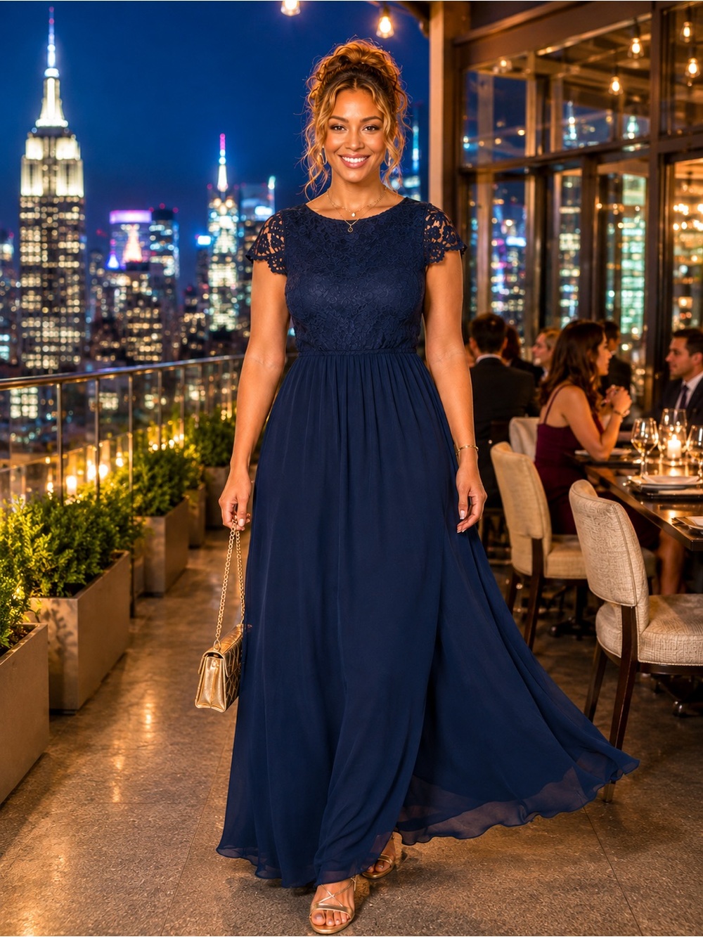 Lulus NWT Navy Blue Lace Backless Maxi Dress | Elegant Formal Gown | Size Large